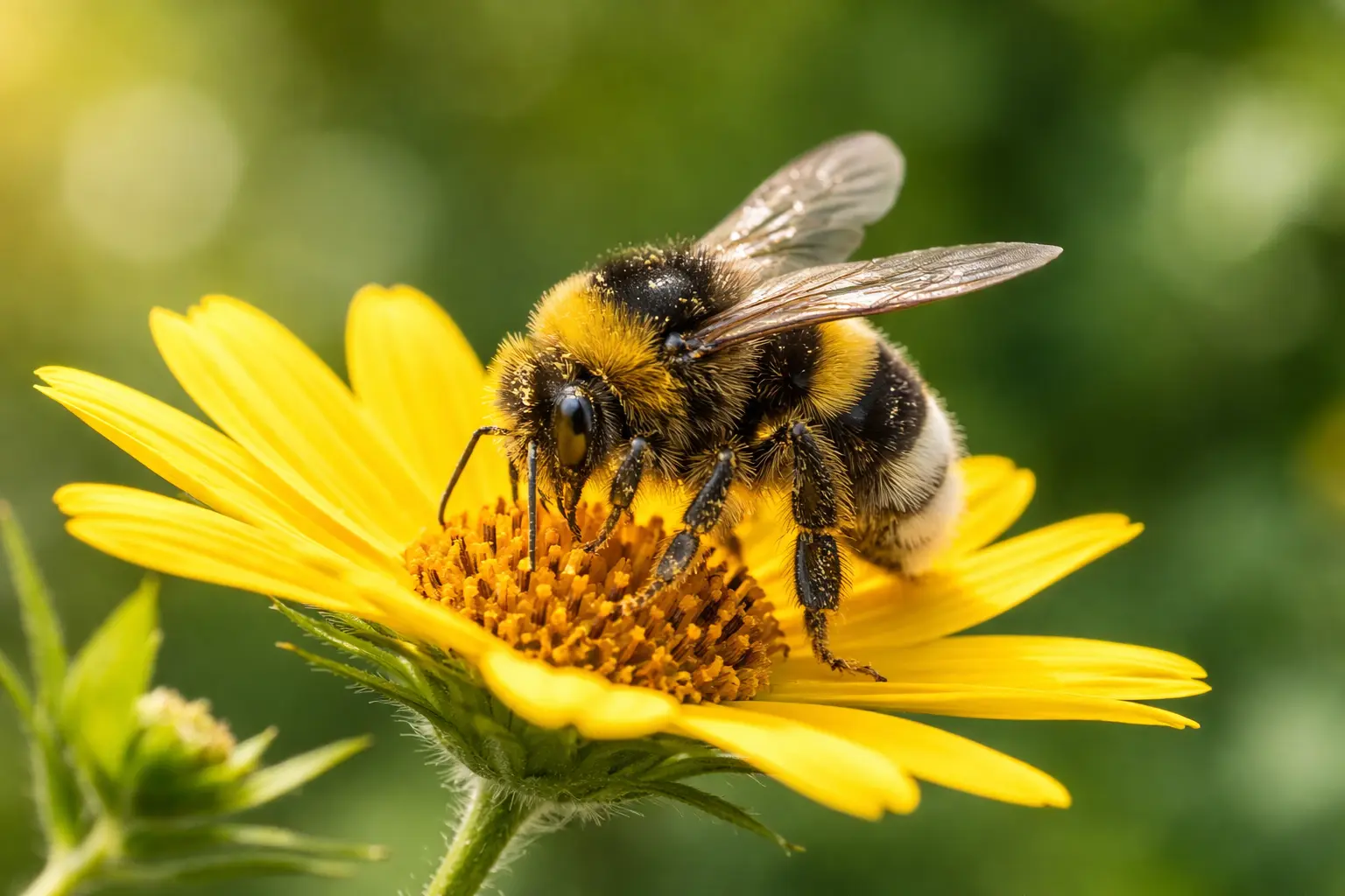 Bumblebee pollinating a yellow flower – bumblebee beekeeping and natural pollination