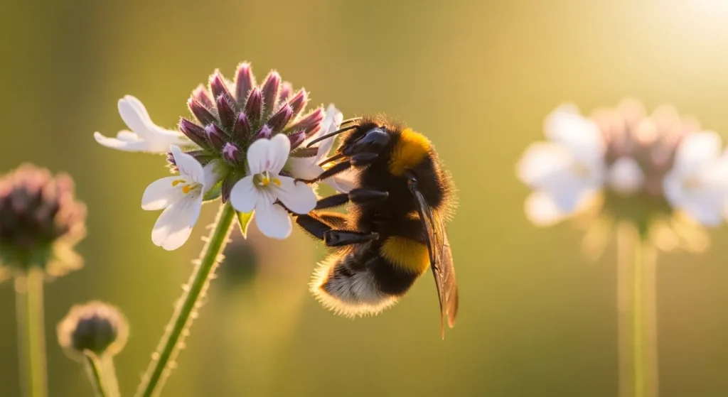 Bumblebee queen pollinating native plants and supporting ecosystems
