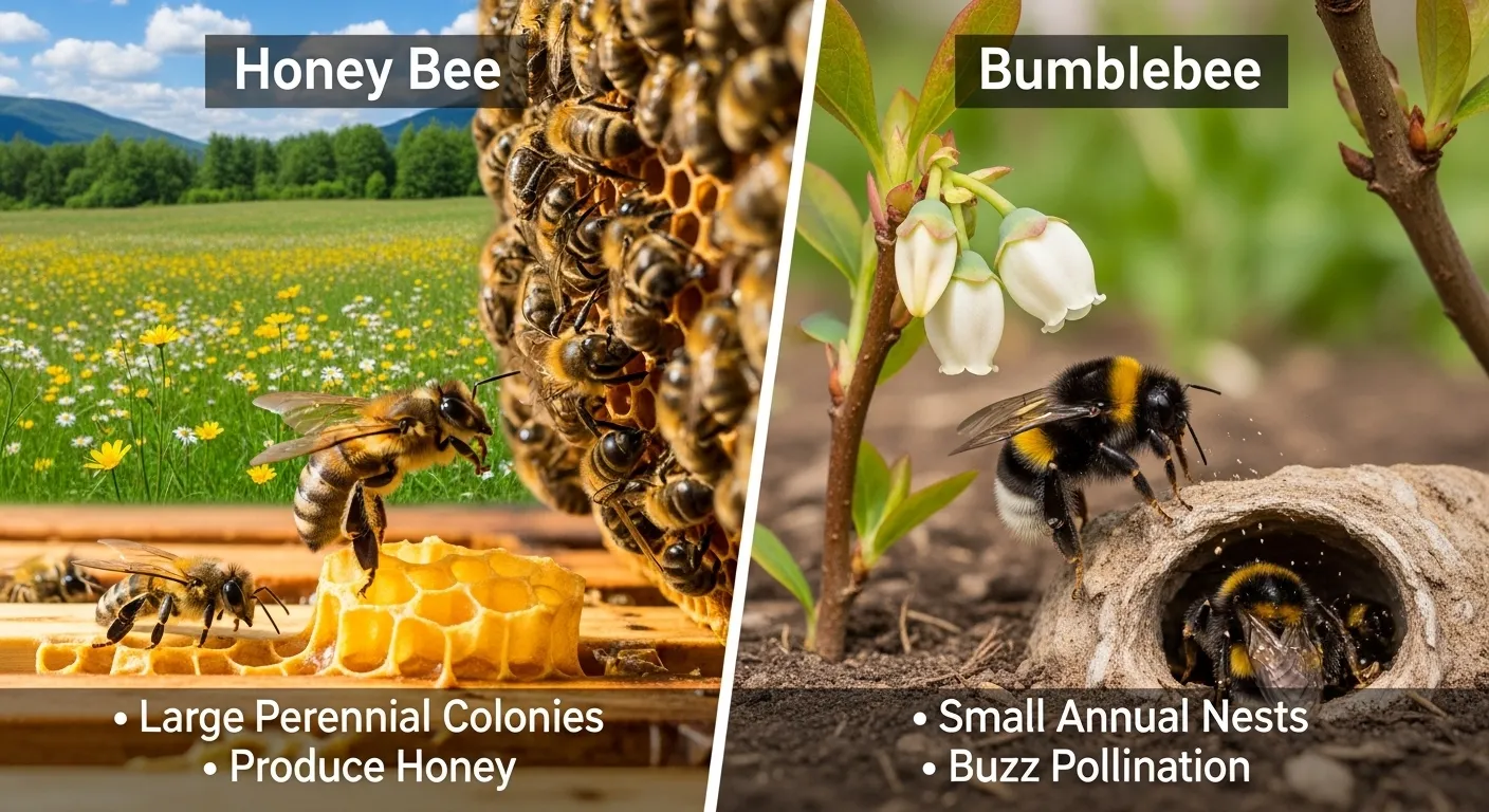 Honey Bee vs Bumblebee Amazing Pollination Differences